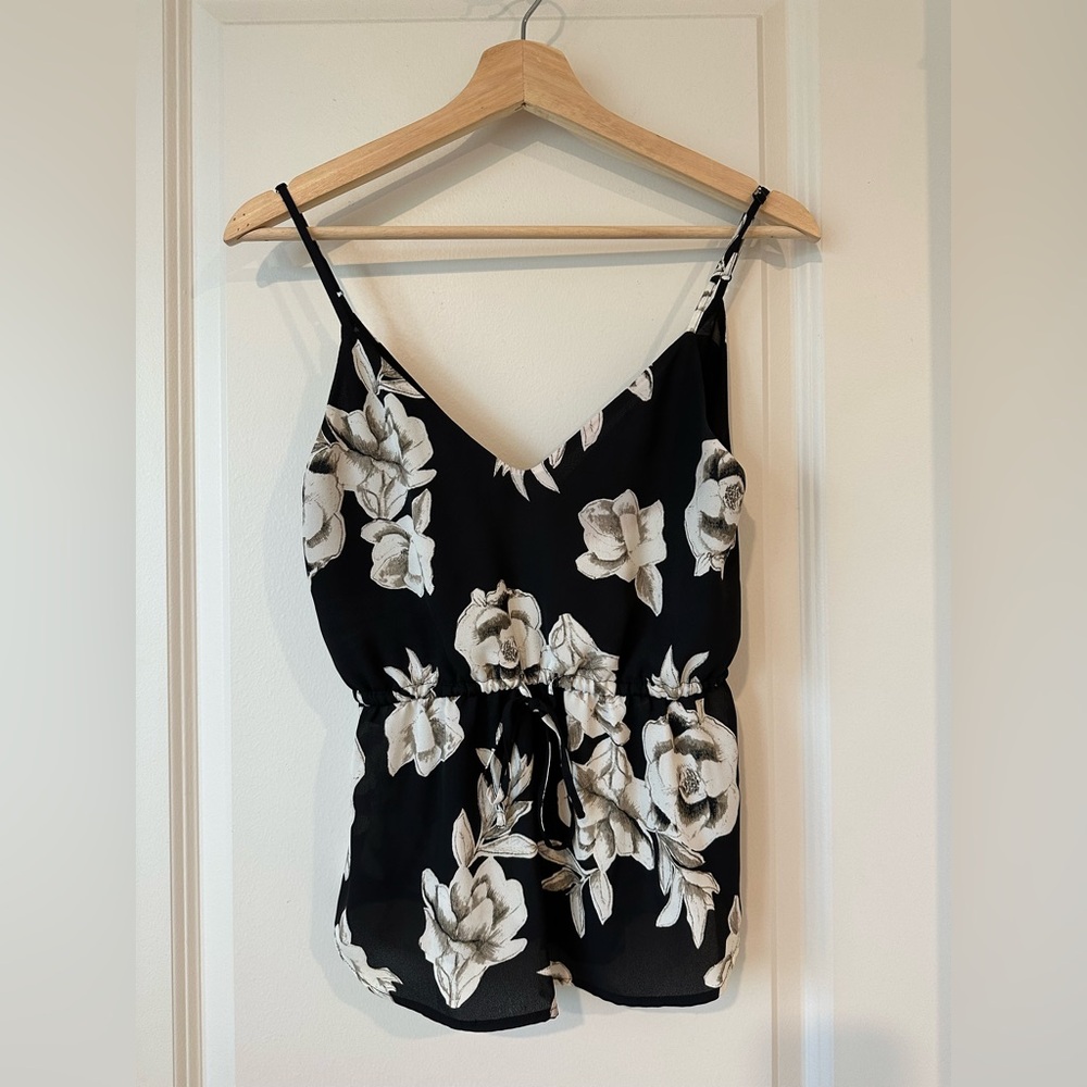 Babaton Black and White Floral Blouse Size XS